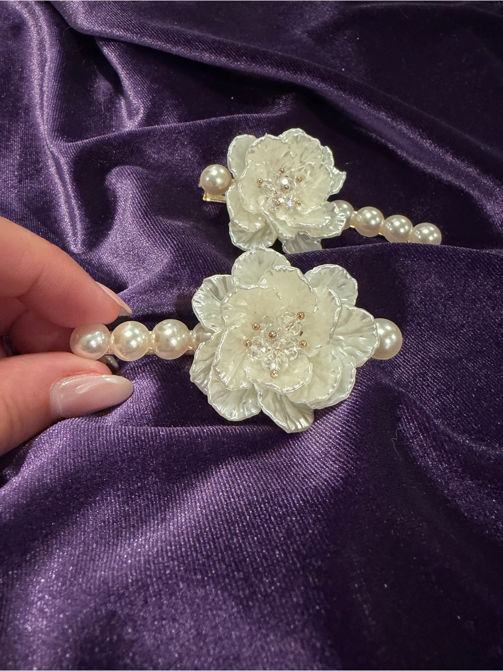 Pearl Floral Hair Clips - Ivory Flower Hairpins